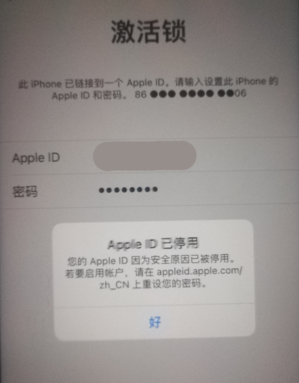 湖州苹果手机维修分享iPhone 12 出现提示“Apple ID 已停用”怎么办 