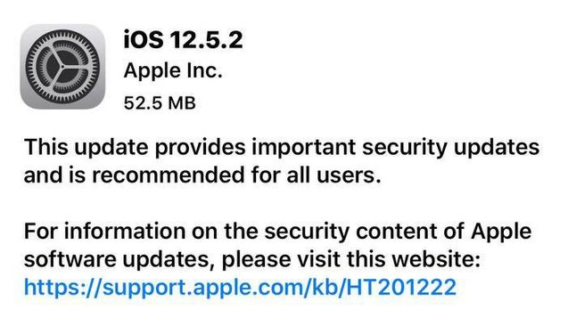 湖州苹果手机维修分享iOS12.5.2发布，建议所有老苹果用户安装 